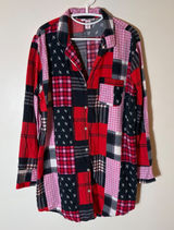 Victoria's Secret‎ Patchwork Plaid Sleep Shirt Button Front Size Medium Photo 0
