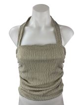 NEW Zara Women's Green Textured Sleeveless Halter Neck Slim Fit Crop Tank Top L Photo 0