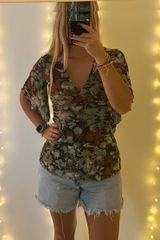 vintage floral green top Photo 0