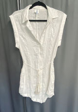 Isabella Rose Romper Swim Cover Up Women's Small White Metallic Collared B74 Photo 0