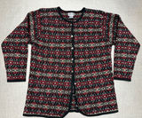 Vtg SKYR Womens Cardigan L Red Fair Isle Sweater Button Crew‎ Knit Wool Long Photo 0