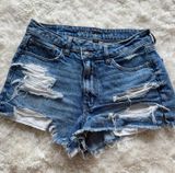 American Eagle Outfitters Crossover Mom Shorts Strigid Denim Photo 0