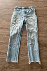Madewell Womens 29 The Perfect Vintage Straight Jean Light Wash Raw Hem Hi Rise Photo 0