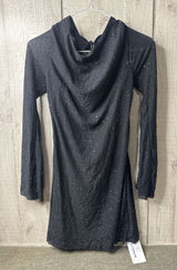 Womens M Black Sparkly Cowl Neck Open Back Long Sleeve Sexy Mini Cocktail Dress Photo 0