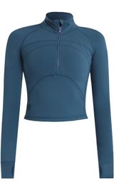 Women's Cropped Workout Jacket 1/2 Zip Athletic Yoga Running Pullover Tops with Thumb Hole Photo 0