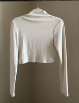 Princess Polly Cropped Long-Sleeve Mock Neck Top - White Photo 0