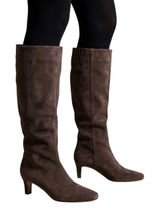 Seychelles June Brown Suede Square Toe Kitten Heel Tall Boots Size 6.5M Photo 0