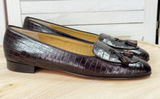 Brooks Brothers Croc Embossed Leather Tassel Loafers Brown 10 AA Narrow Photo 0