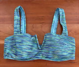 Aerie Bandeau Bikini Top Blue Green Space Dye V-Wire Notch‎ Swim Small Photo 0