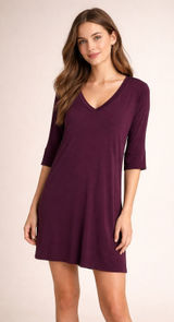 Abercrombie Fitch Plum V Neck 3/4 Sleeve‎ Shift Dress Womens Size Small Photo 0