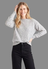 Quince Baby Alpaca Wool Diamond Stitch Crew Sweater – Light Grey – M Photo 0