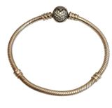 Pandora Moments Snake Bracelet Pave Cubic Zirconia Heart Clasp Sterling Silver Photo 0