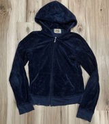 Juicy Couture Vintage Velour Y2K Navy Blue Zip Up Jacket Women’s Medium Photo 0