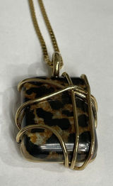 MONET Pendant Necklace Signed Black & Gold Leopard Pendant 30” Photo 0