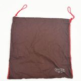 COACH Brown Drawstring Purse‎ Handbag Dust Bag Pouch Red Trim 13" H x 13.5" W Photo 0