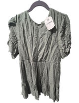 Altar'd State Frankie Sage Textured Babydoll Mini Dress Puff Sleeve Photo 0