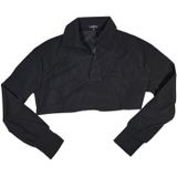 Area Stars Black Waffle Knit Cropped Polo Top Long‎ Sleeve Large ASDJF2338B Photo 0