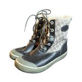 Keen Elsa Waterproof Boots Womens 8 Black Houndstooth Faux Fur Winter Snow Photo 0