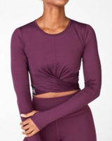 Fabletics‎ Women's Long Sleeve Purple Front Twist Cropped Athletic Top Size XXL Photo 0