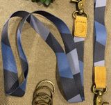 Boutique blue geometric lanyard wristlet Keyring Clip Photo 0