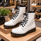 Dr. Marten's Patent Leather White 1460 Lace Up Boots Capsule Grunge Rocker 8 Photo 0