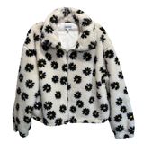 I Believe Faux Fur Long Sleeve Zip Up Flowers Jacket Size L‎ Soft Lined Photo 0