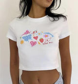 Tiger Mist Graphic White Crop Top Photo 0