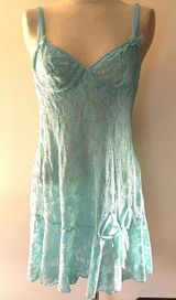 Vintage teal turquoise Light Blue Lace Slip Dress - Women Intimates & Sleepwear Photo 0