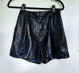 7 For All Mankind Black Faux Leather High Rise Waist Shorts Size XS Photo 0