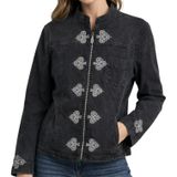 Vintage Christine Alexander Jean Jacket Swarovski Crystals Full Zip Black Large Photo 0