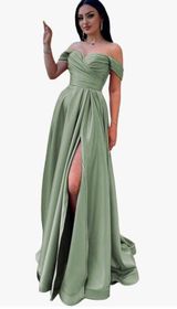 Sage Green Formal Prom Dress Photo 0