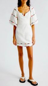 Farm Rio White Mini Dress with Colored Sleeves Photo 0