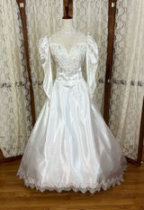 Beautiful Vintage 90s Beau Crystal White Satin Wedding Gown Photo 0