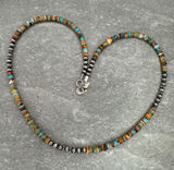 18” Navajo Style Sterling Silver Pearls Necklace Photo 0