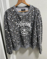 Stüssy Leopard Print Dice Crewneck Women's Size L Photo 0