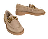 STEVE MADDEN Tan Suede Karmine Chunky Chain Loafer Leather Slip On Women's 6 Photo 0