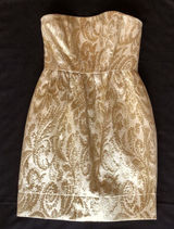 Thoshanna Gold Strapless Cocktail Dress Photo 0