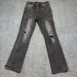 Risen Jeans Womens 1/25 Black Charcoal Skinny High‎ Rise Distressed Photo 0
