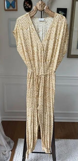 Dress Forum Dijon Mustard Batik Style Print Open Leg Jumpsuit S Photo 0