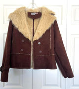 Vintage Y2K indie boho Forever brown faux suede and faux fur lined jacket medium Photo 0