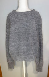 Free People Too Good Marled Grey Cotton Blend Raglan Sleeve Knit Sweater L Photo 0