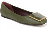 Sarto Flex Amaya 3 Square Toe Ballet Flats Army Leather Size 7.5 Old Money Prep Photo 0