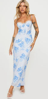 Princess Polly Hamri Maxi Dress‎ White & Blue Floral - Size 4 - NEW With Tags. Photo 0