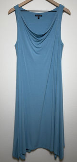 Eileen Fisher Women Dress Medium Blue‎ Cowl Neck Sleeveless Midi Knit Lagenlook Photo 0