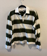 NWT LOFT Green and White Striped Rugby Shirt Photo 0