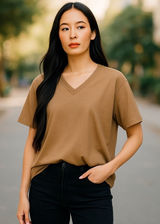 Agnes Orinda V-Neck T-Shirt Relaxed Fit Casual Everyday Top‎ 4X Cropped Photo 0