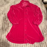 Entro Hot Pink Velvet Button-Down Tunic Shirt Dress – Sz Small – Boho Photo 0