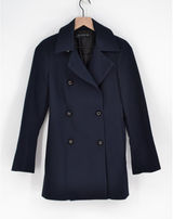 ZARA Double Breasted Wool Blend Short Coat Lined Peacoat Navy Blue Women's S Photo 0
