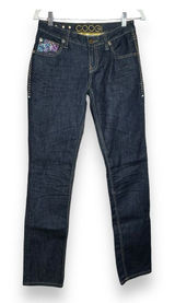 COOGI Rhinestone Embellished Butt Jeans Low Rise Straight‎ Leg Sz 5/6 Y2K Blue Photo 0