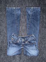 RARE Vintage True Religion Low Rise Twisted Flare Jeans 26 x 33 Flap Pockets y2k Photo 0